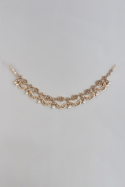 Crescent & Floral Embellished Mathapatti 