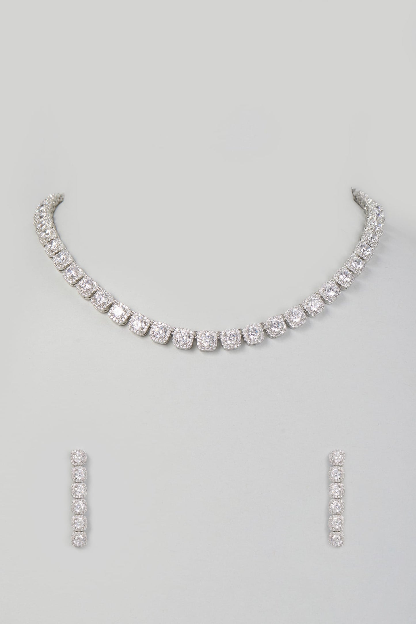 Geometric Cubic Zircon Necklace Set 