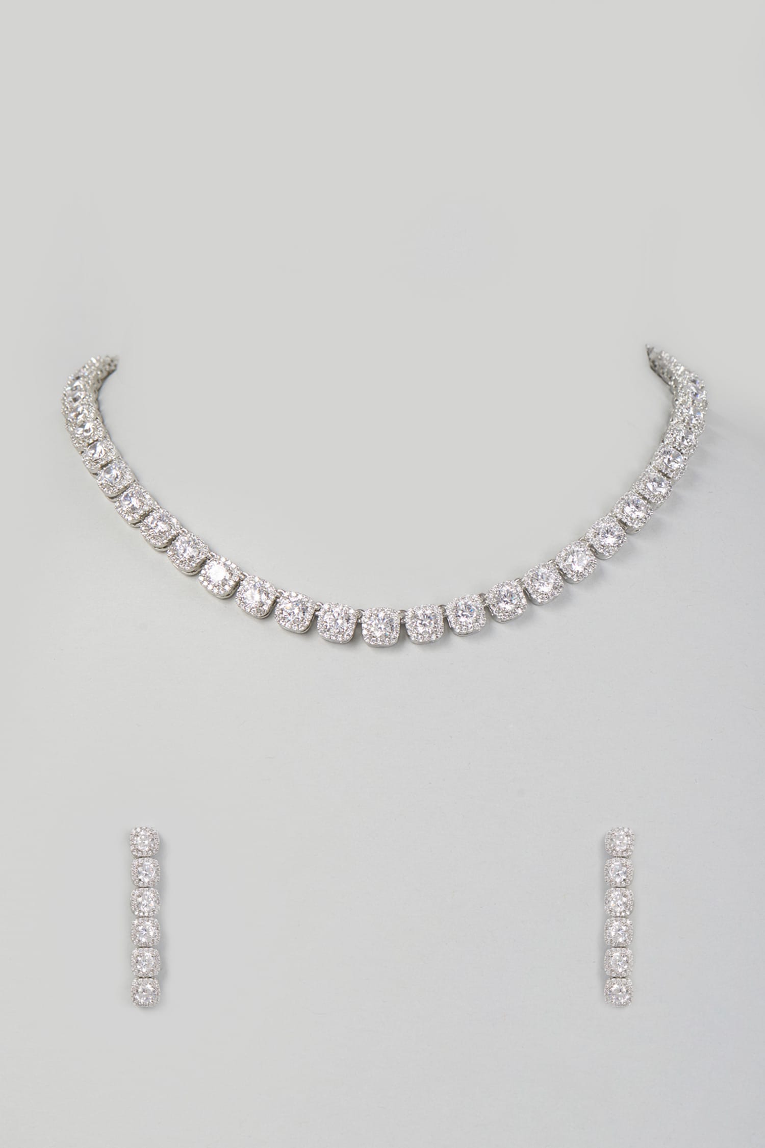 Geometric Cubic Zircon Necklace Set 