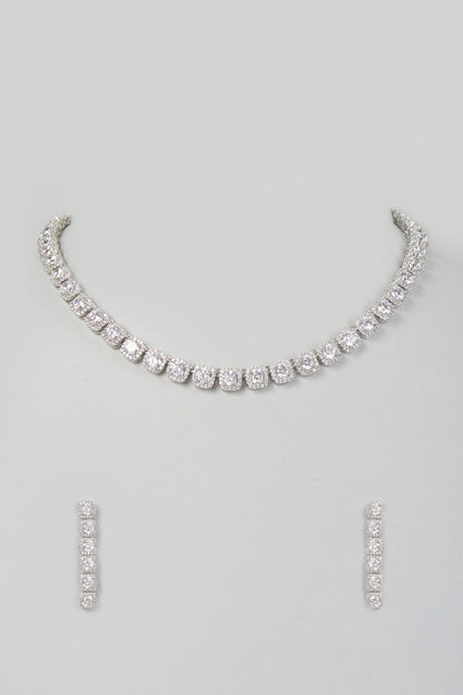 Geometric Cubic Zircon Necklace Set 