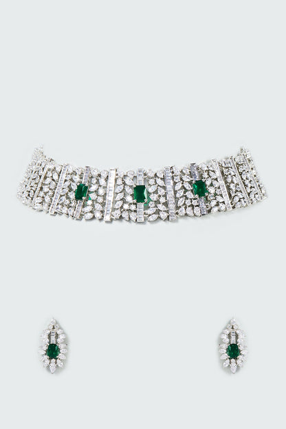 Clustered Diamond Embellished Necklace Set 