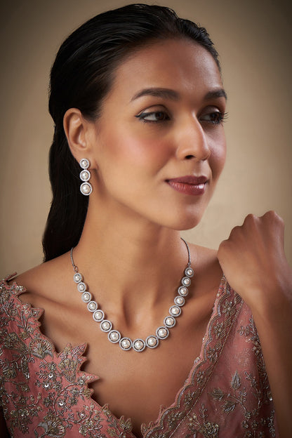 Pearl Embellished Circular Necklace Set 