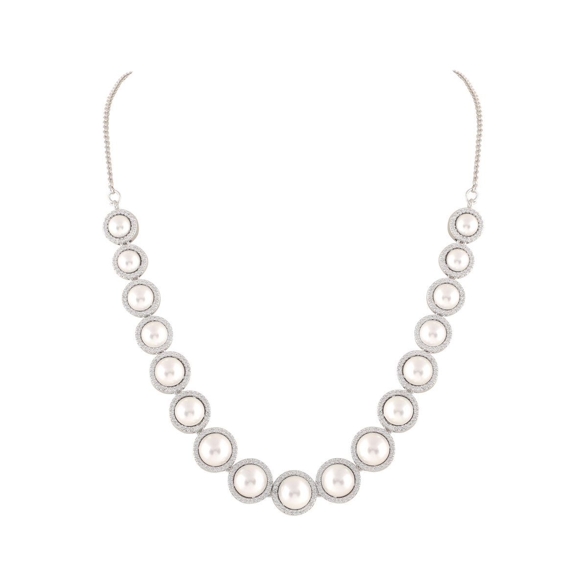 Pearl Embellished Circular Necklace Set 