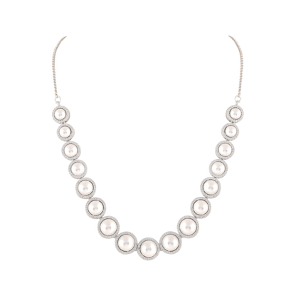 Pearl Embellished Circular Necklace Set 