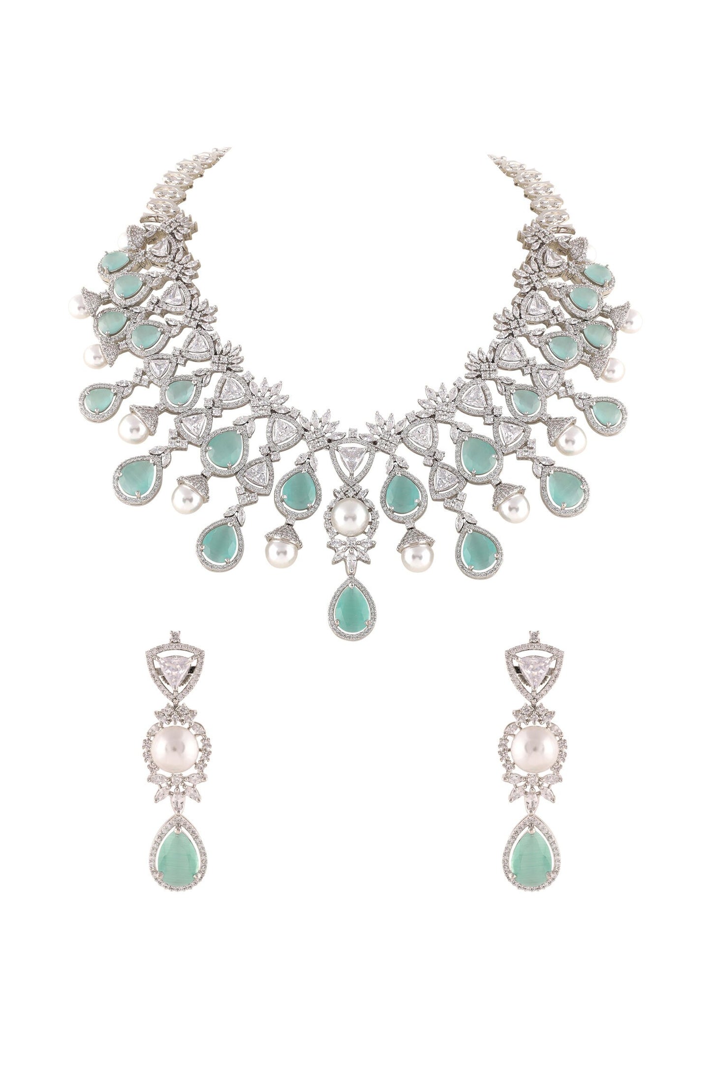 Drop Stone Embellished Zircon Necklace Set 