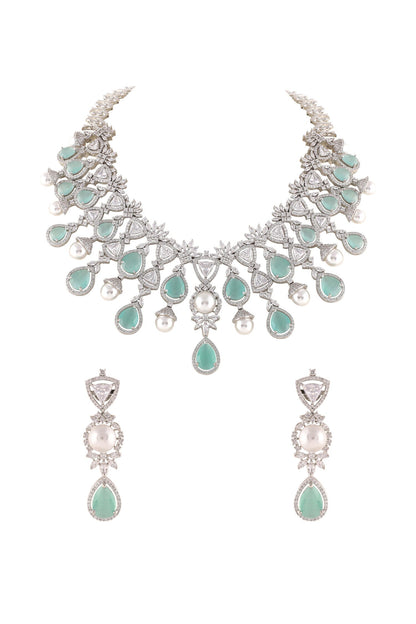 Drop Stone Embellished Zircon Necklace Set 