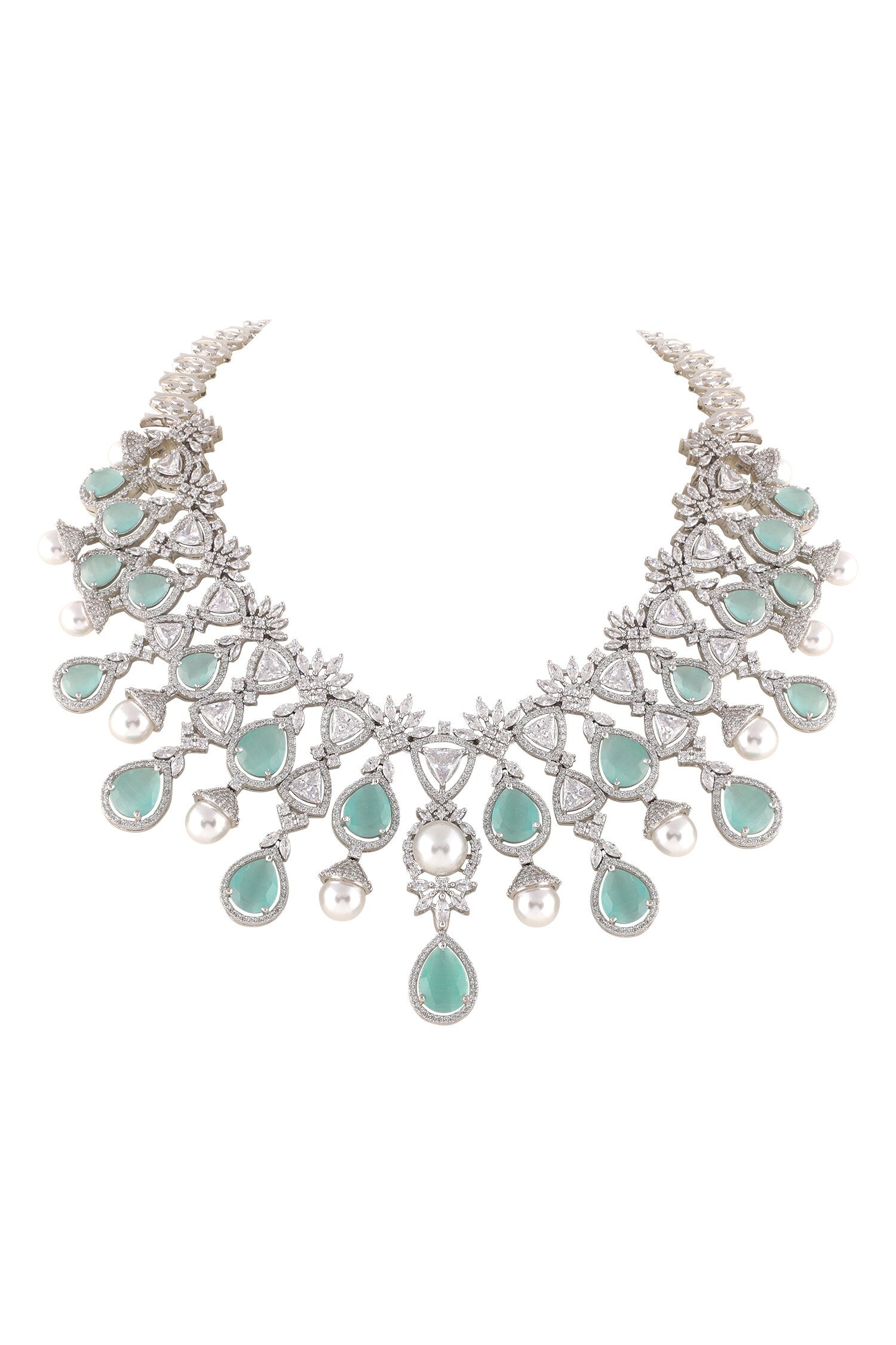 Drop Stone Embellished Zircon Necklace Set 