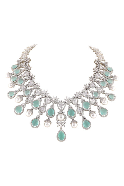 Drop Stone Embellished Zircon Necklace Set 