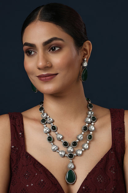 Two Tone Layered Necklace Set 
