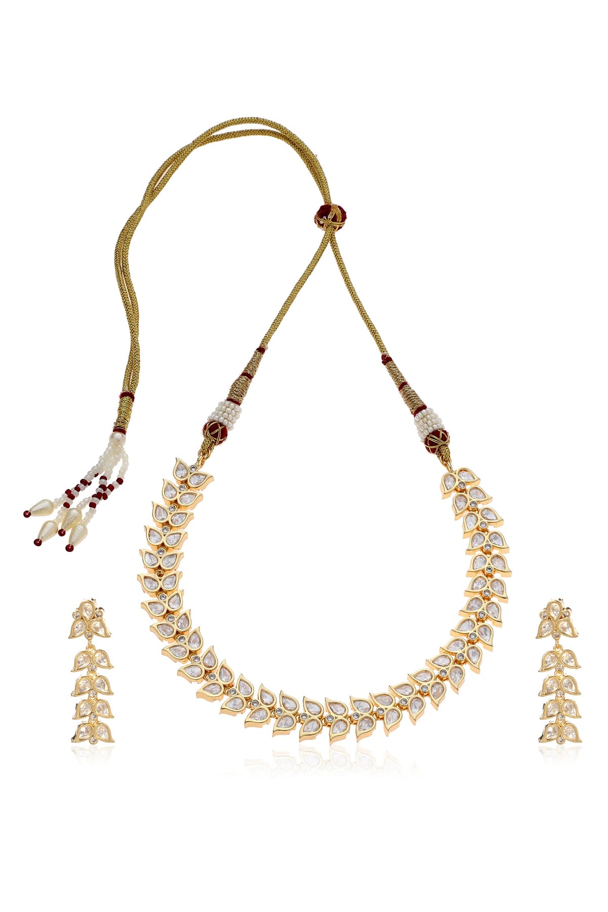 Carved Polki Embellished Necklace Set 