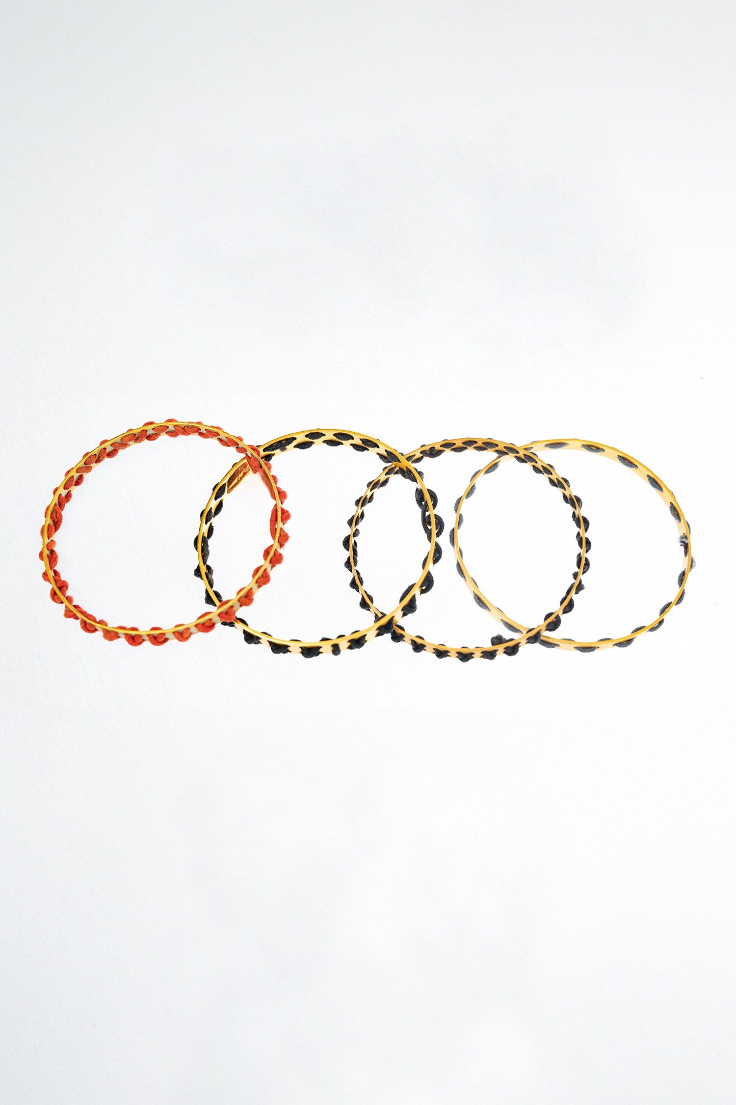 Cotton Thread Woven Stacked Bangles 4 Pcs 