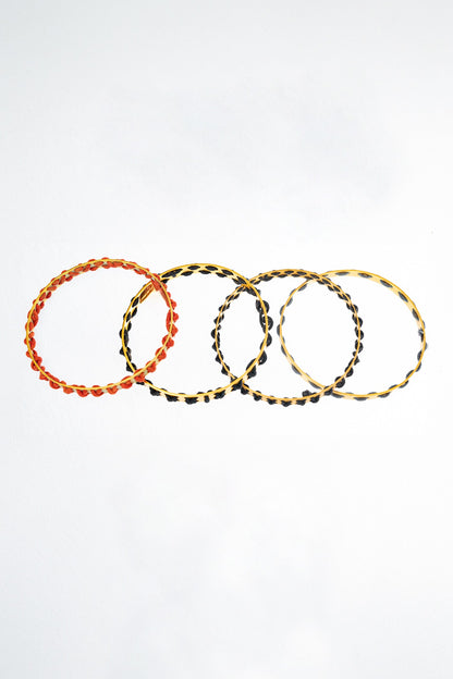 Cotton Thread Woven Stacked Bangles 4 Pcs 