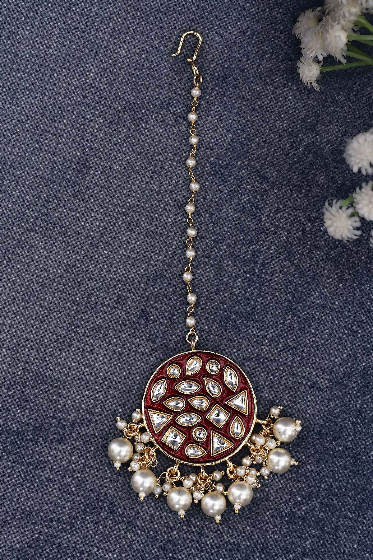 Kundan Studded Round Maangtikka 