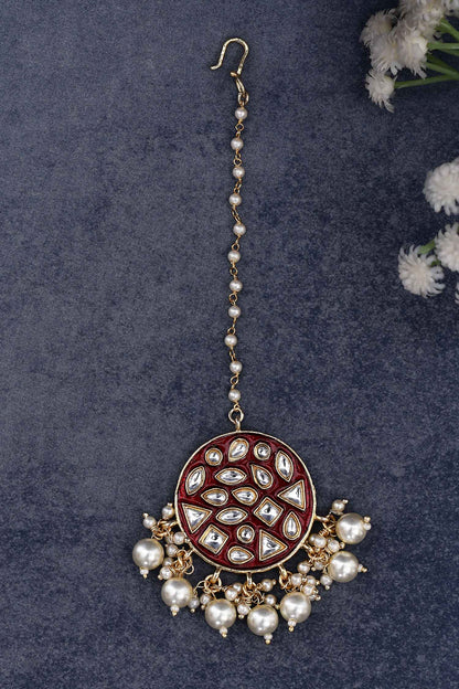 Kundan Studded Round Maangtikka 