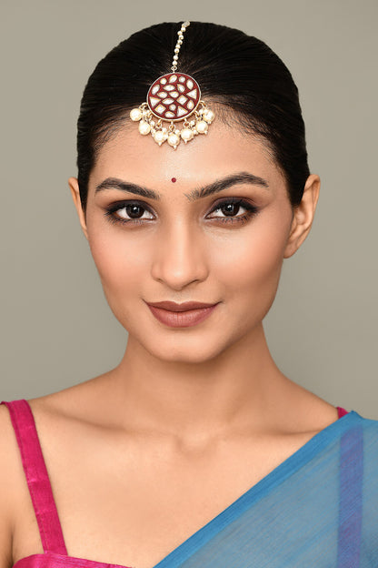 Kundan Studded Round Maangtikka 