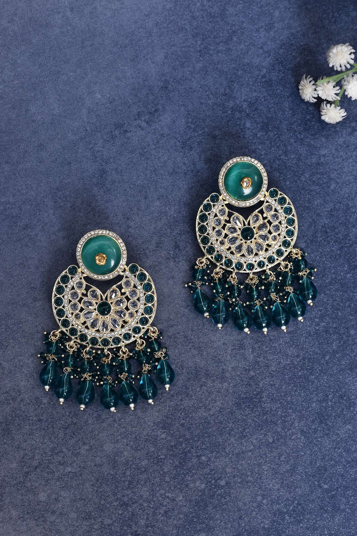 Kundan Embellished Chandbali Earrings 