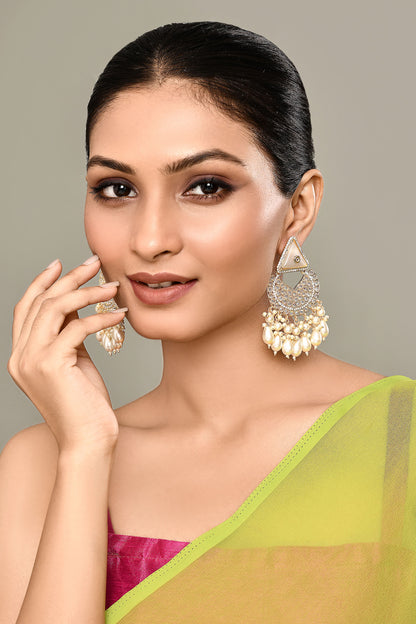 Kundan Embellished Chandbali Dangler Earrings 