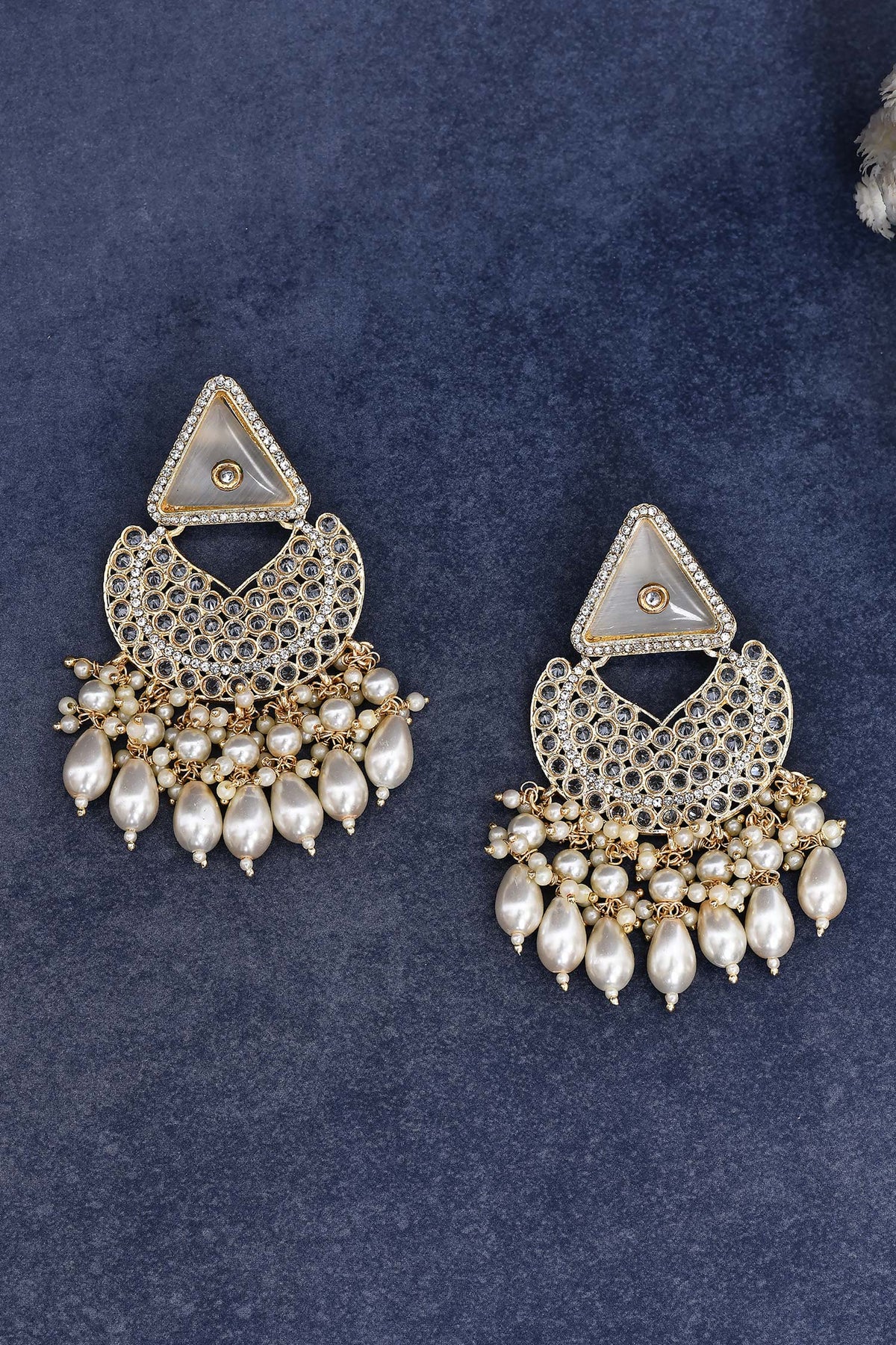 Kundan Embellished Chandbali Dangler Earrings 