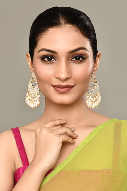 Kundan Embellished Chandbali Dangler Earrings 