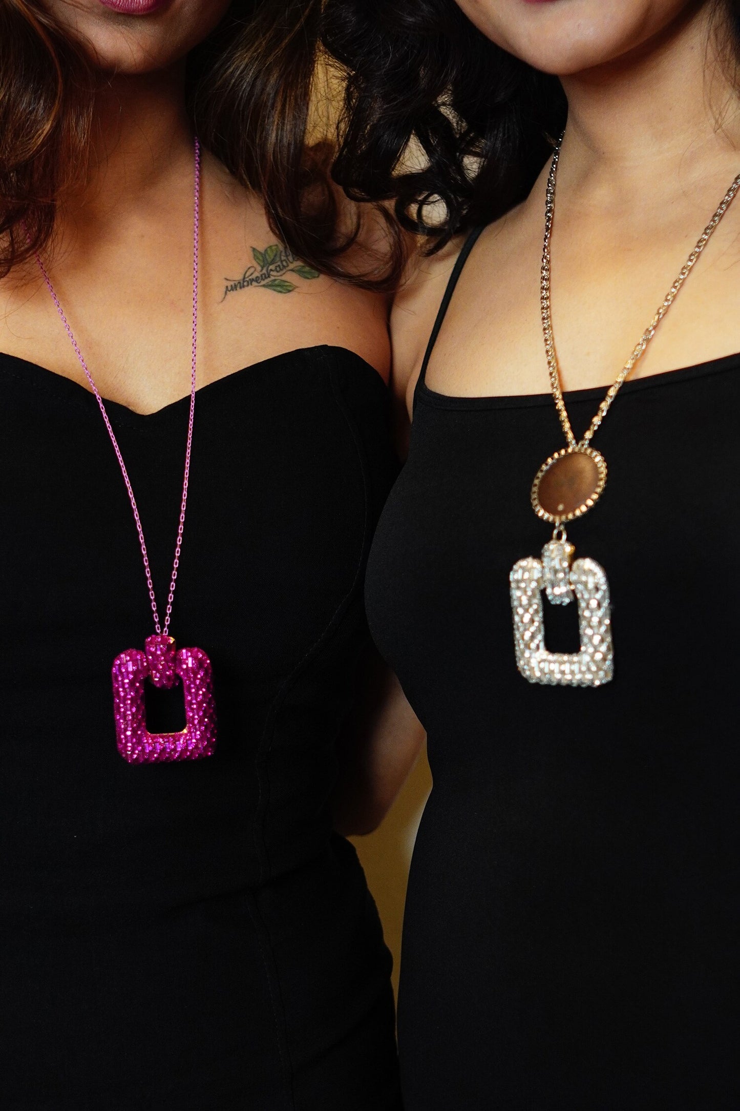 Geometric Carved Cutwork Pendant Necklace 