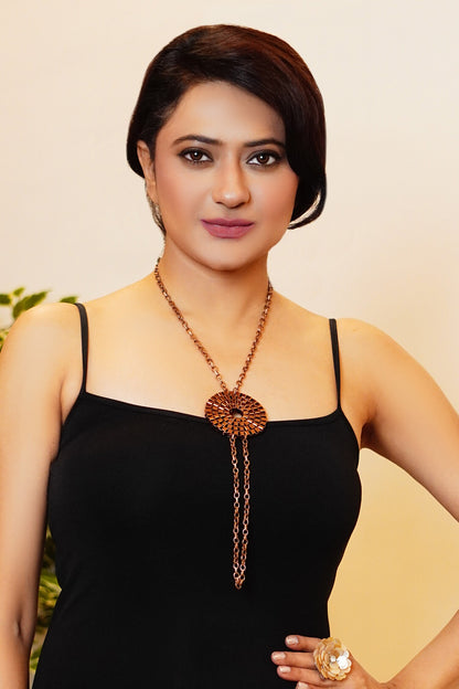 Round Carved Cutwork Pendant Necklace 