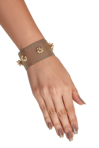 Pearl Embellished Mesh Bracelet 