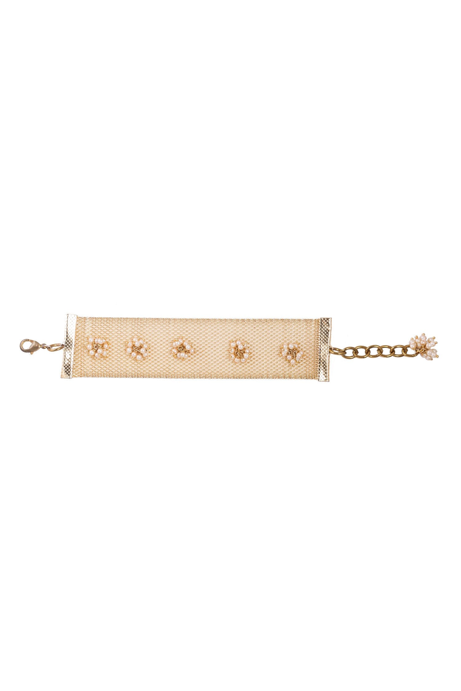 Pearl Embellished Mesh Bracelet 