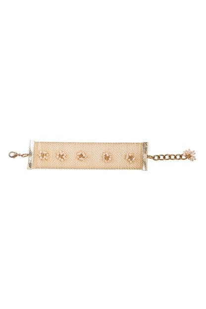 Pearl Embellished Mesh Bracelet 