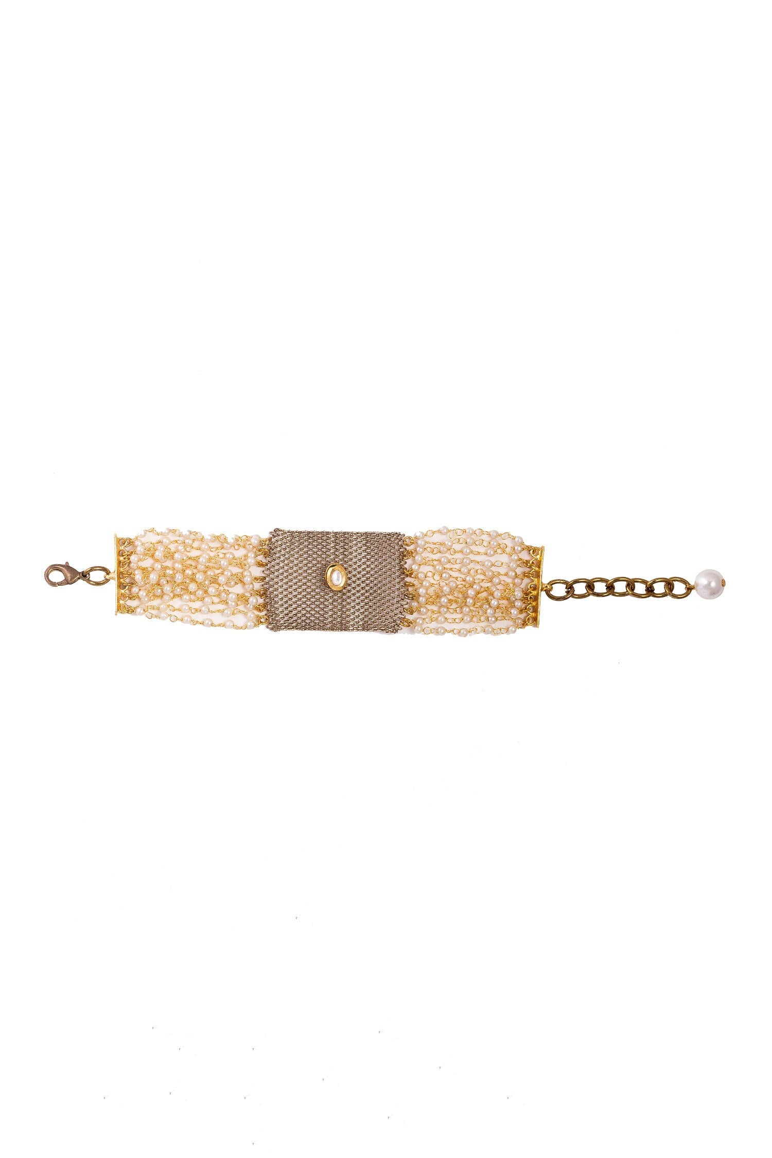 Kundan Embellished Mesh Bracelet 