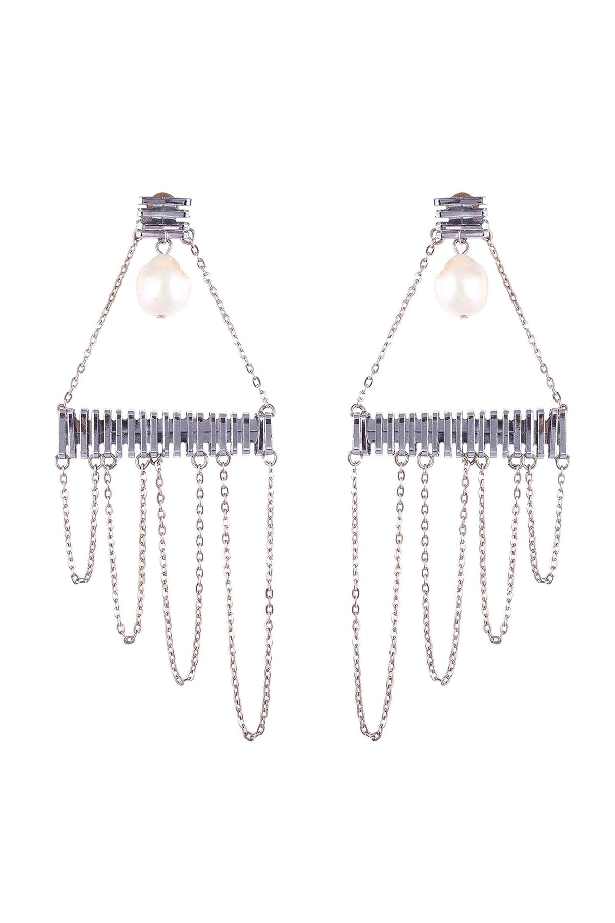 Zigzag Chain Tassel Earrings 