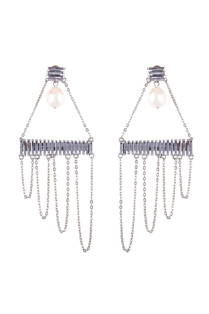 Zigzag Chain Tassel Earrings 