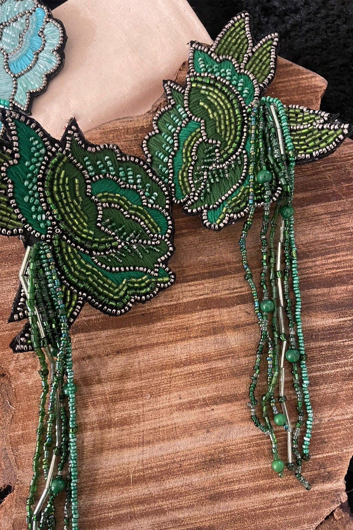Hand Embroidered Petal Floral Earrings 
