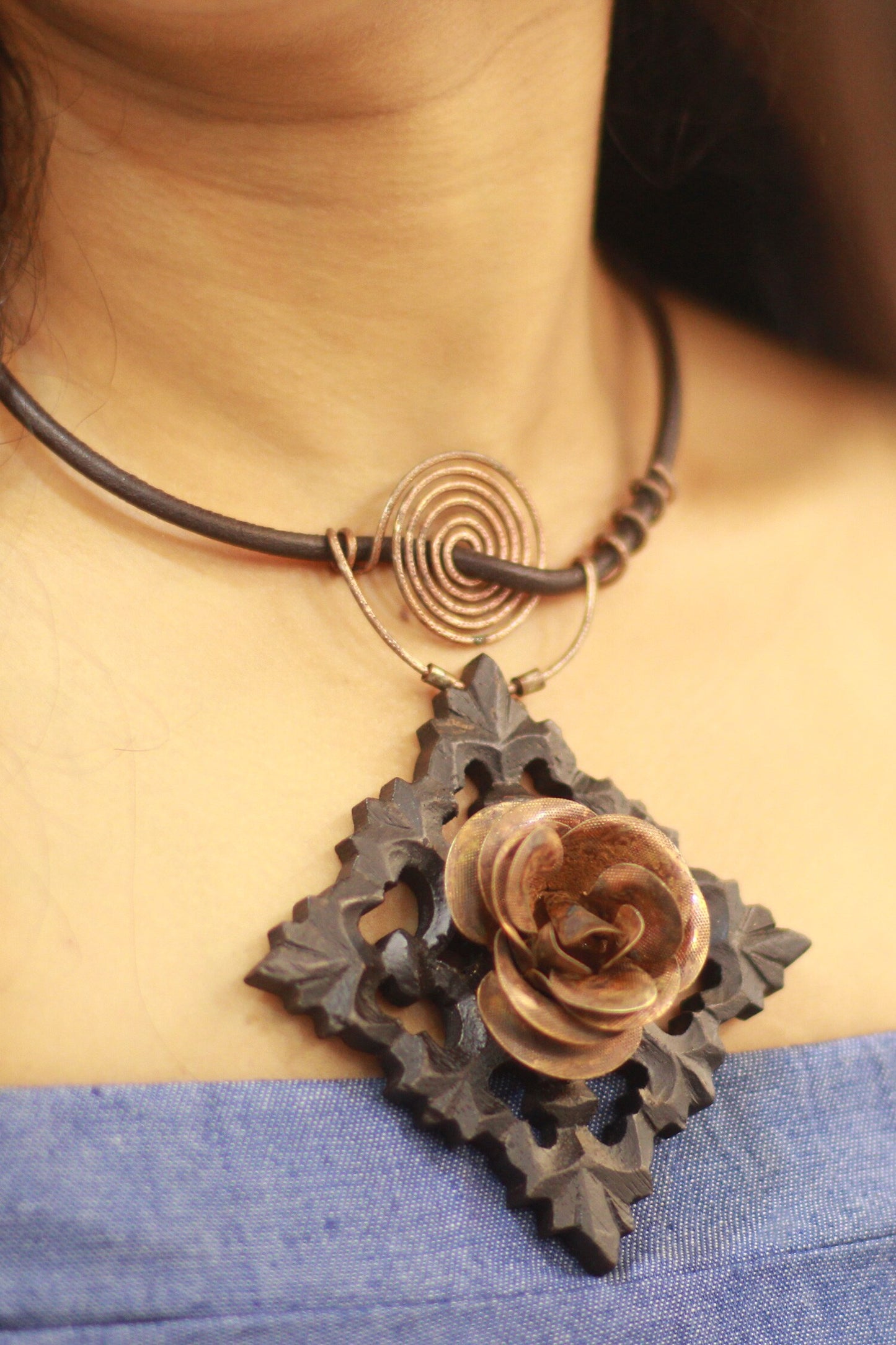 Rustic Rose Love Pendant Necklace 