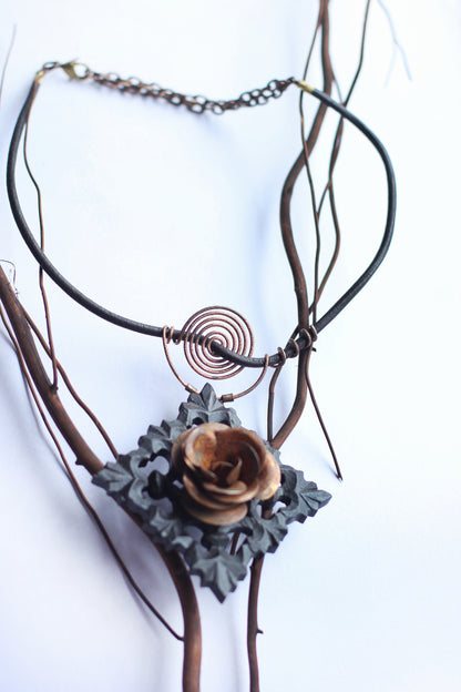 Rustic Rose Love Pendant Necklace 