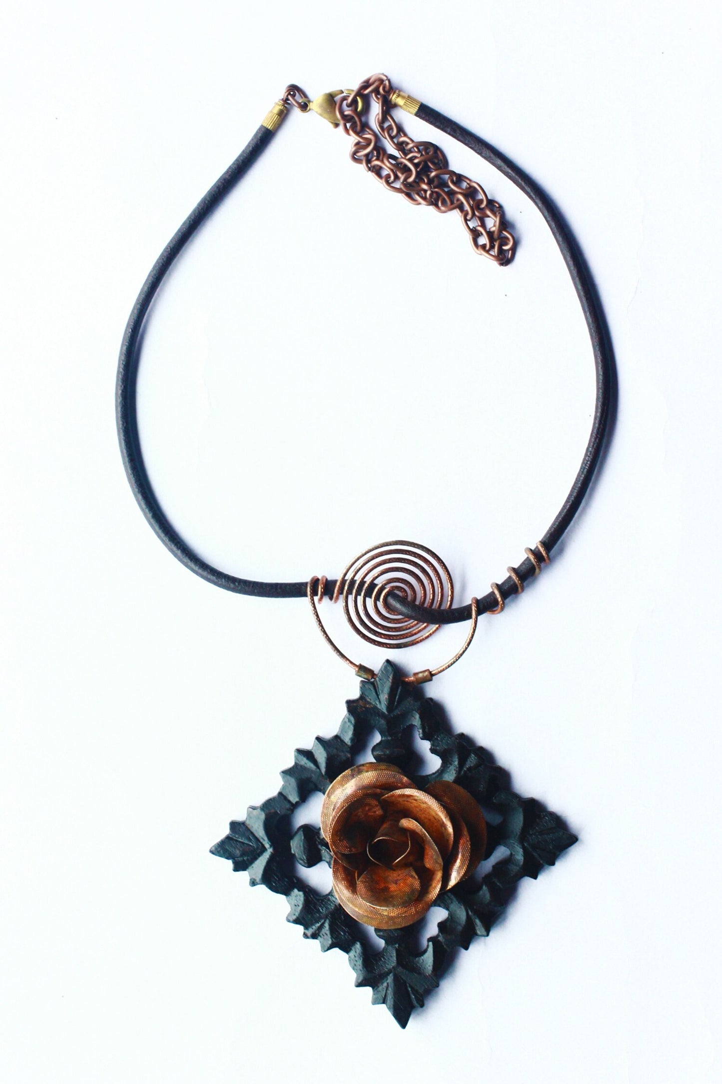 Rustic Rose Love Pendant Necklace 