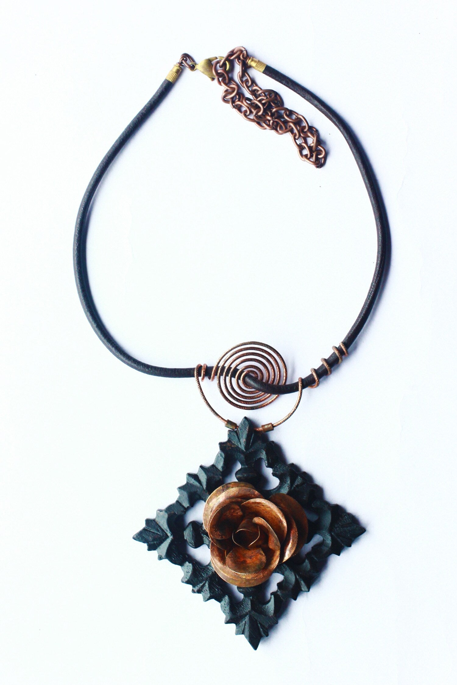 Rustic Rose Love Pendant Necklace 
