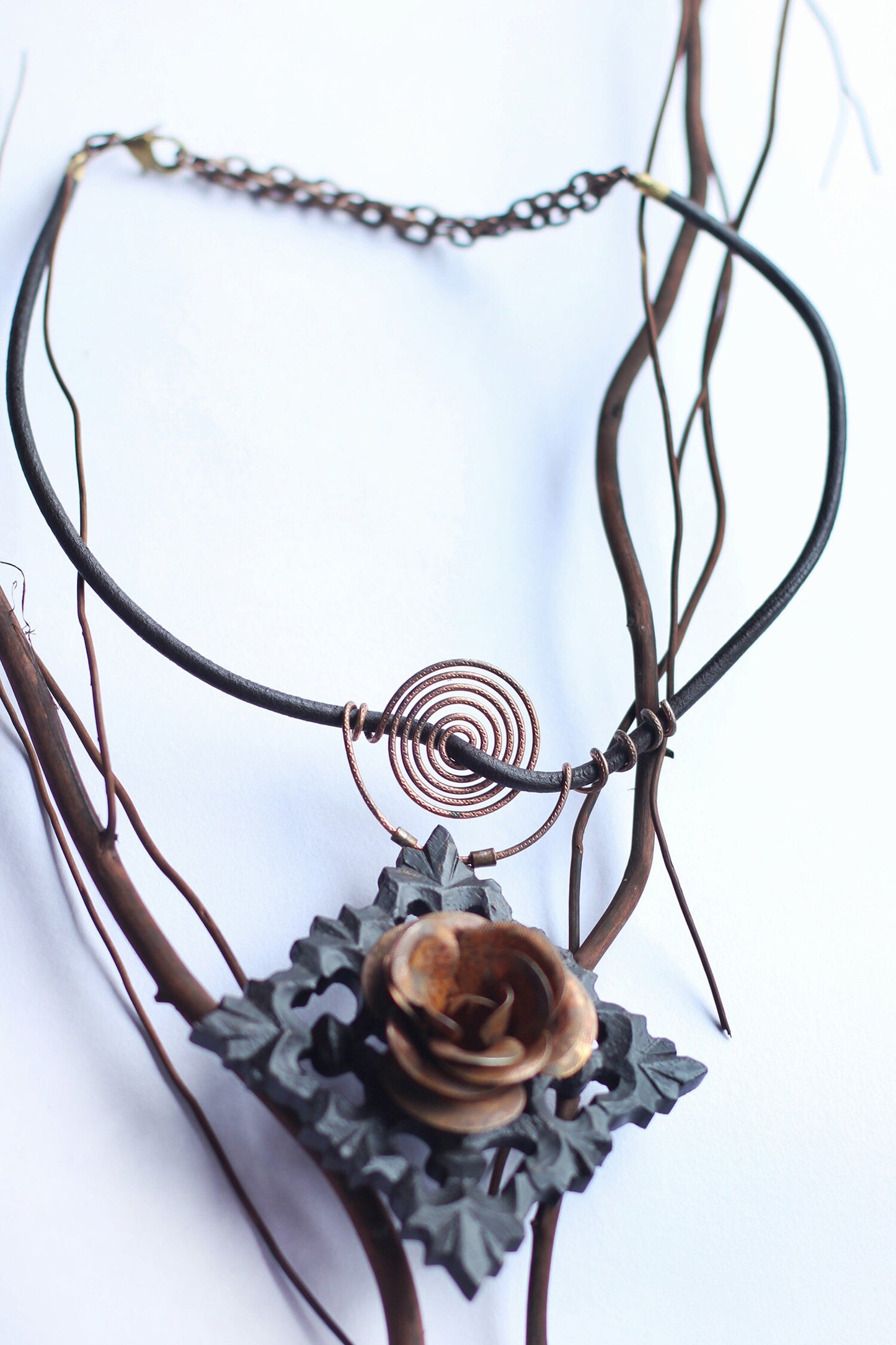 Rustic Rose Love Pendant Necklace 