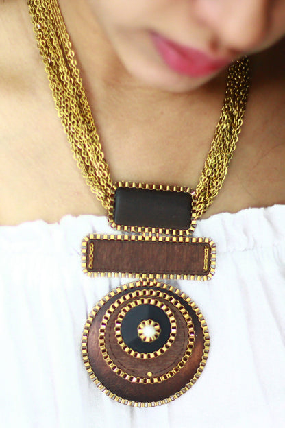 Triple Geometric Pendant Necklace 