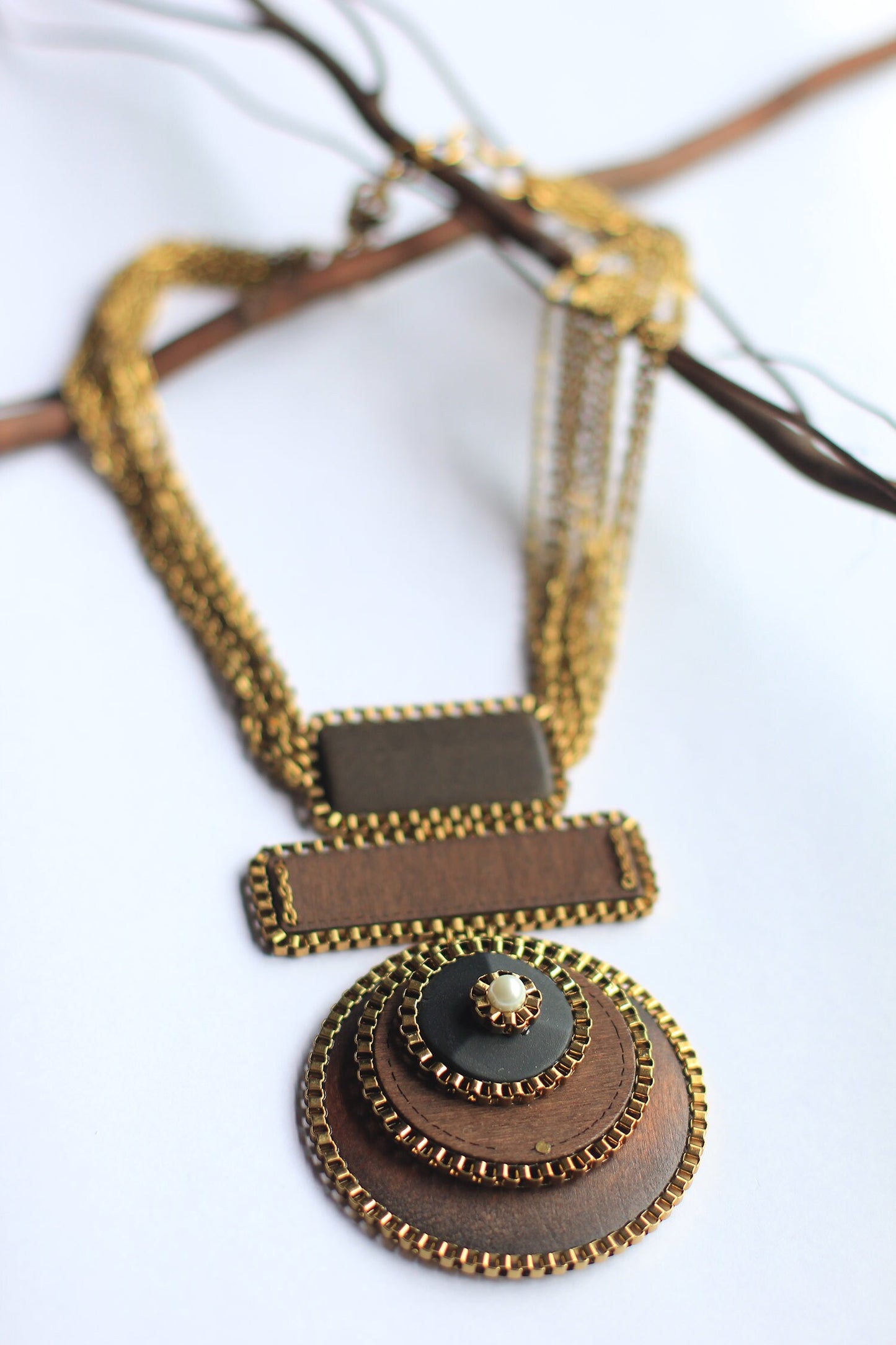 Triple Geometric Pendant Necklace 