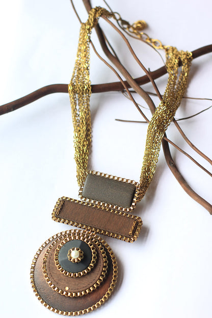 Triple Geometric Pendant Necklace 