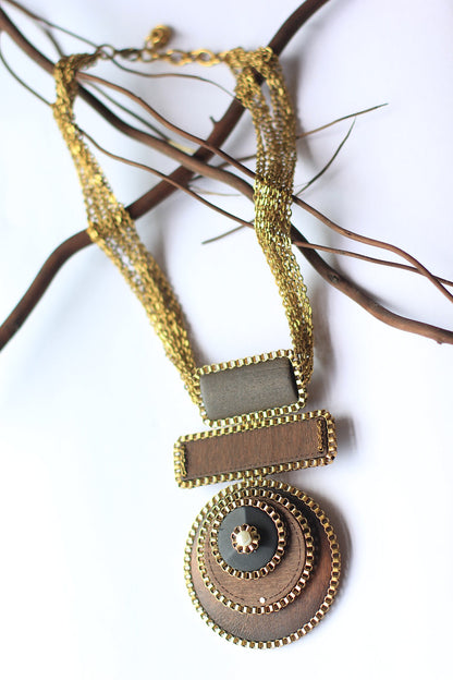 Triple Geometric Pendant Necklace 