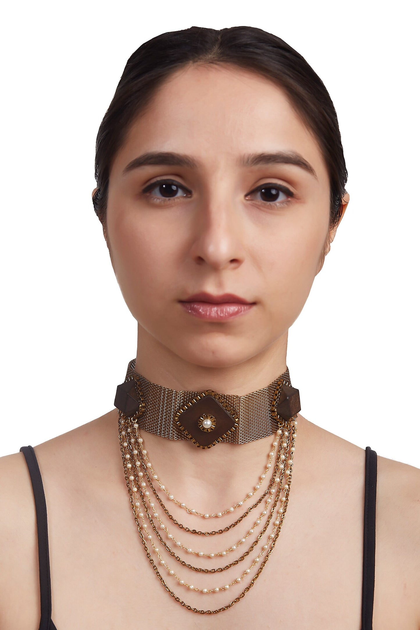 Sawdust & Pearl Tassel Choker 