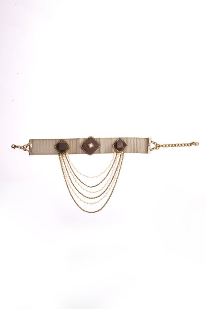 Sawdust & Pearl Tassel Choker 