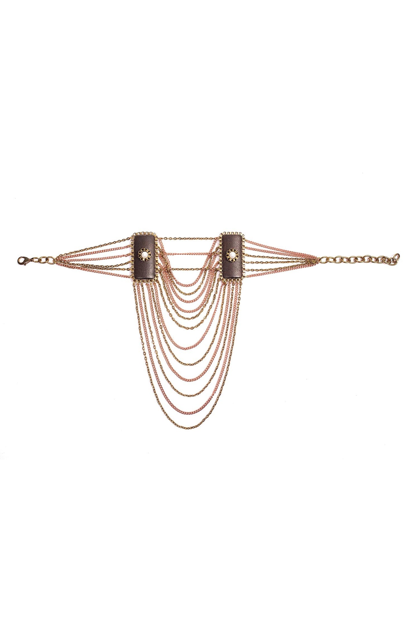 Sawdust Rectangle Chain Tassel Choker 