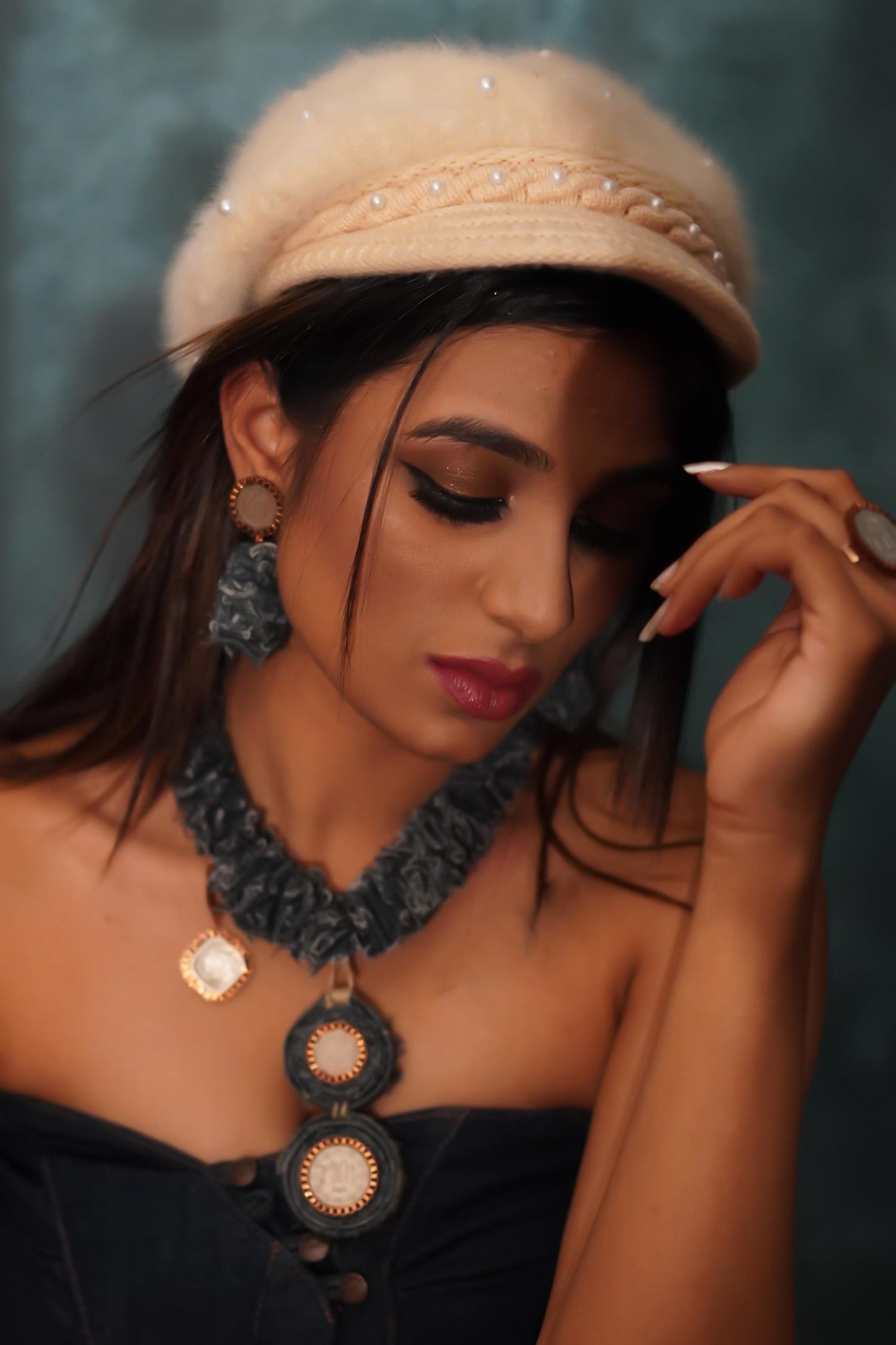 50 Paisa Denim Ruffled Necklace 