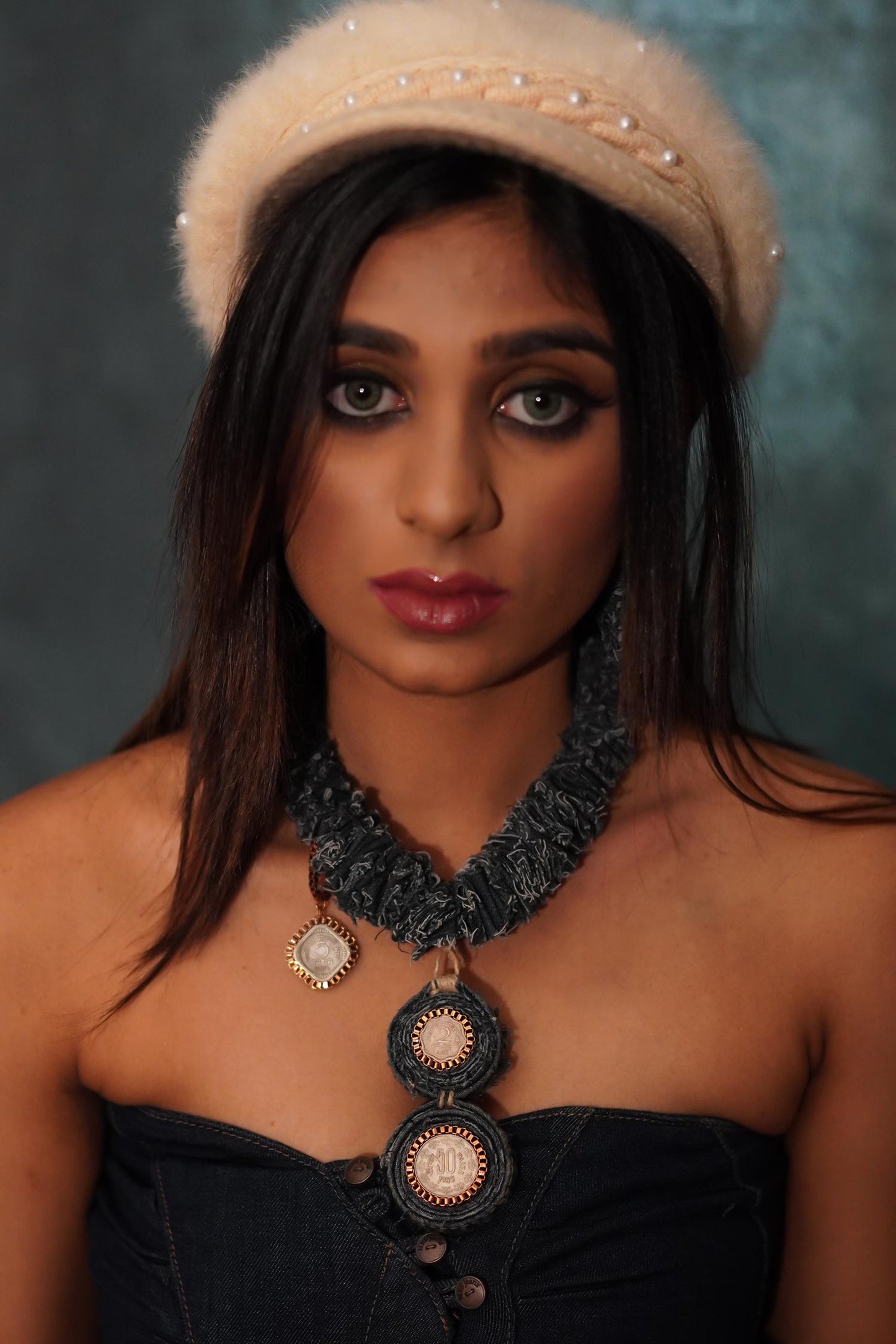 50 Paisa Denim Ruffled Necklace 