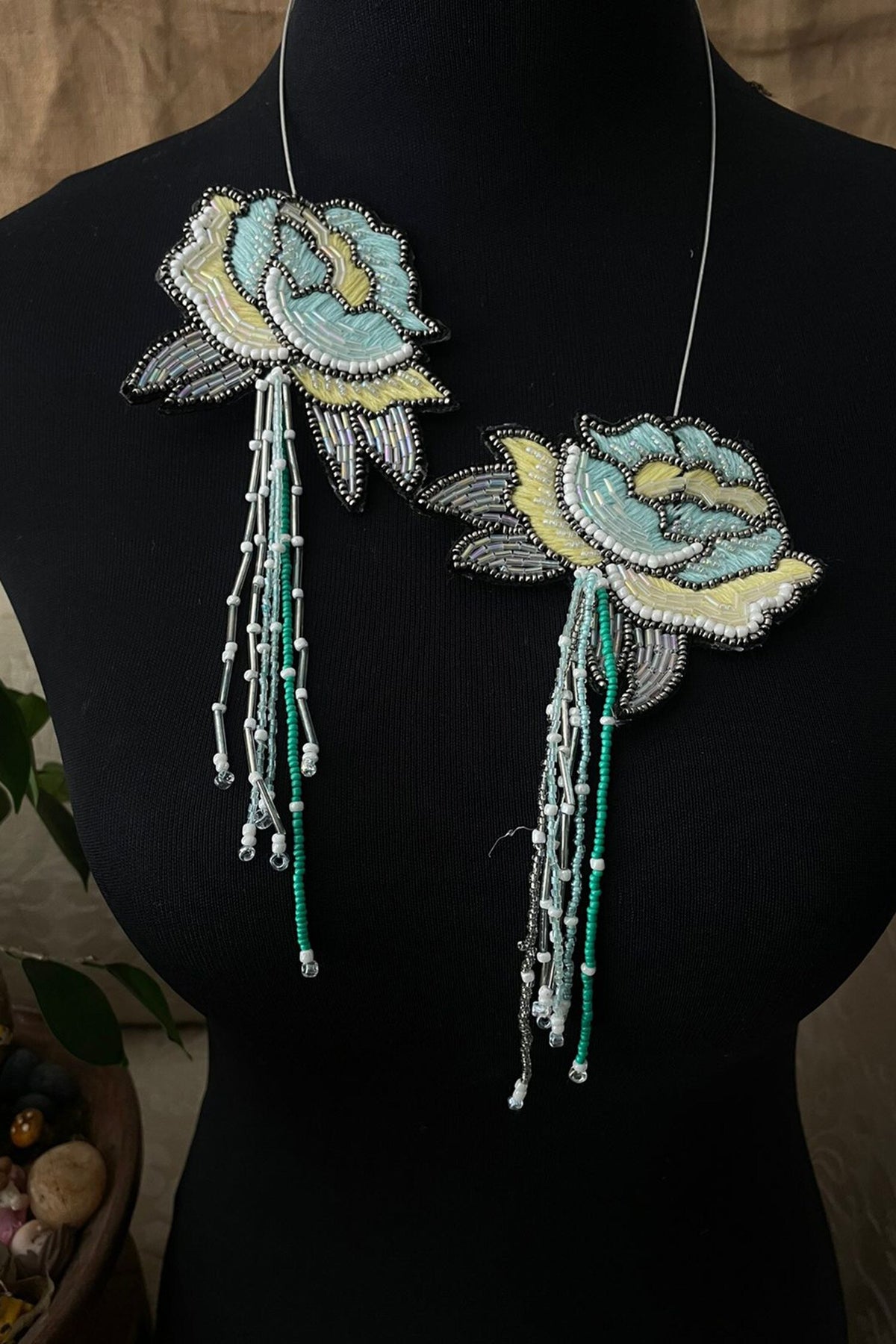 Hand Embroidered Petal Necklace 