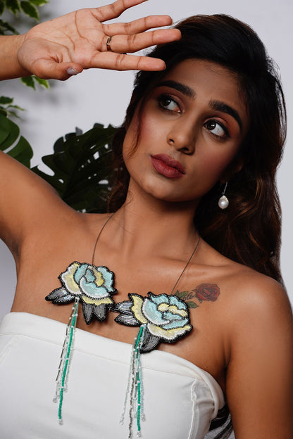 Hand Embroidered Petal Necklace 
