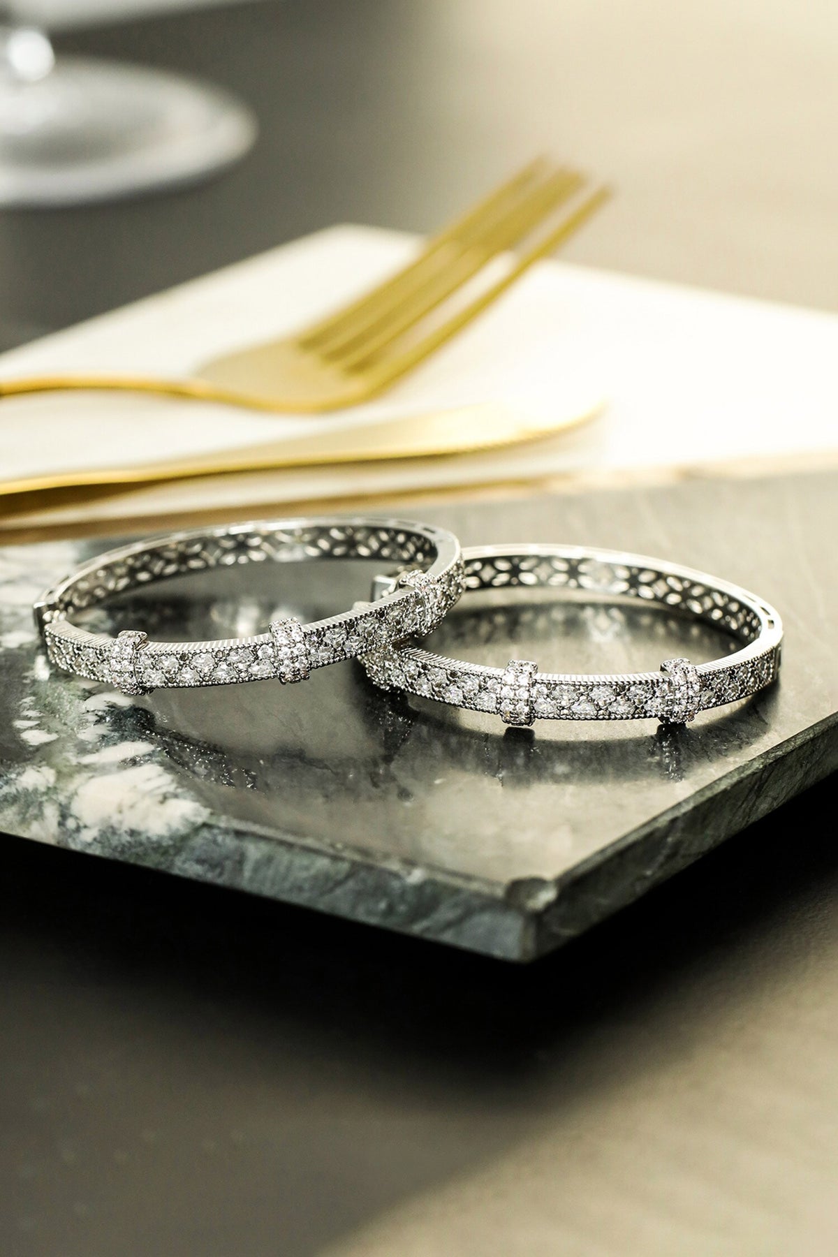 Labyrinth Stone Embellished Hoops 