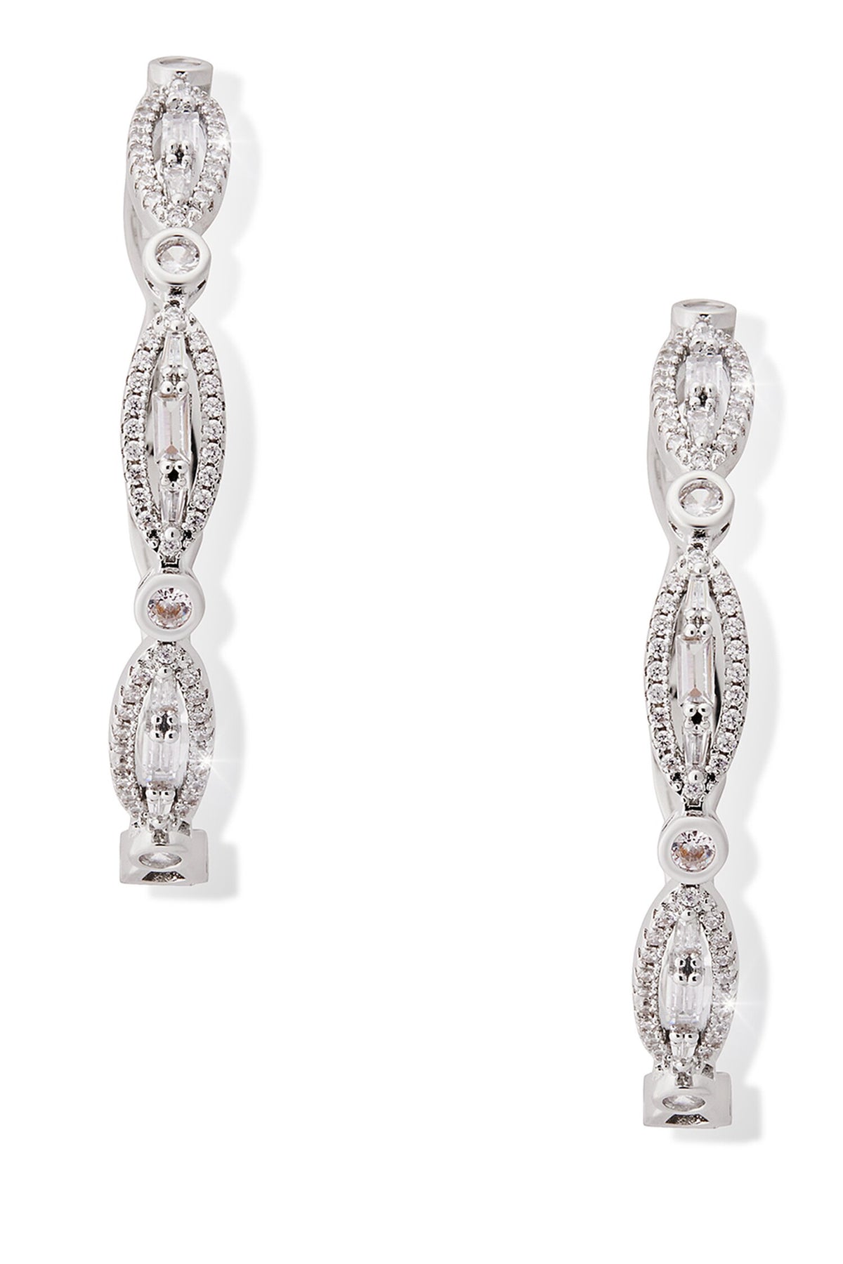 Dewdrops Ellipse Stone Embellished Hoops 